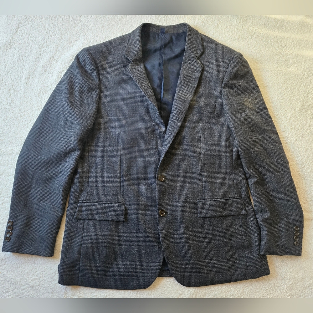 J. Crew Navy Plaid Wool Blend Blazer Sz44